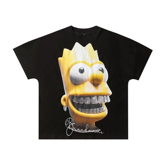 Billionaire Studios Edgy Bling Teeth Bart Simpson Black Tee